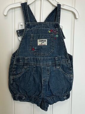 Modern OshKosh Embroidered Bubble Denim Overalls